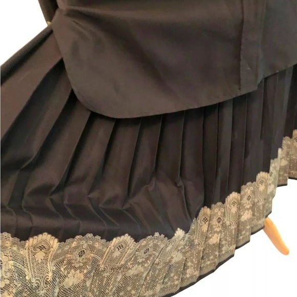 Vintage Valentino Boutique Black Long Sleeve Blouse And Skirt Set Pleated Size 8 - Picture 11 of 11